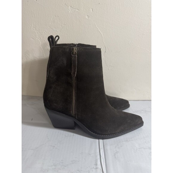 Y2K House of Harlow 1960 Brown  Suede Pointed Toe Booties Sz 8 BOHO Western - Picture 1 of 6